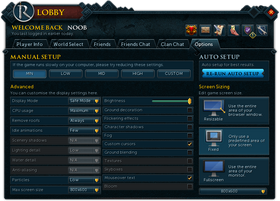 RuneScape Lobby Options