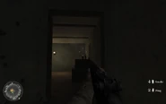 Potential enemy ambush spot in second house Approaching Hill 400 CoD2