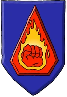 Flaming fist crest