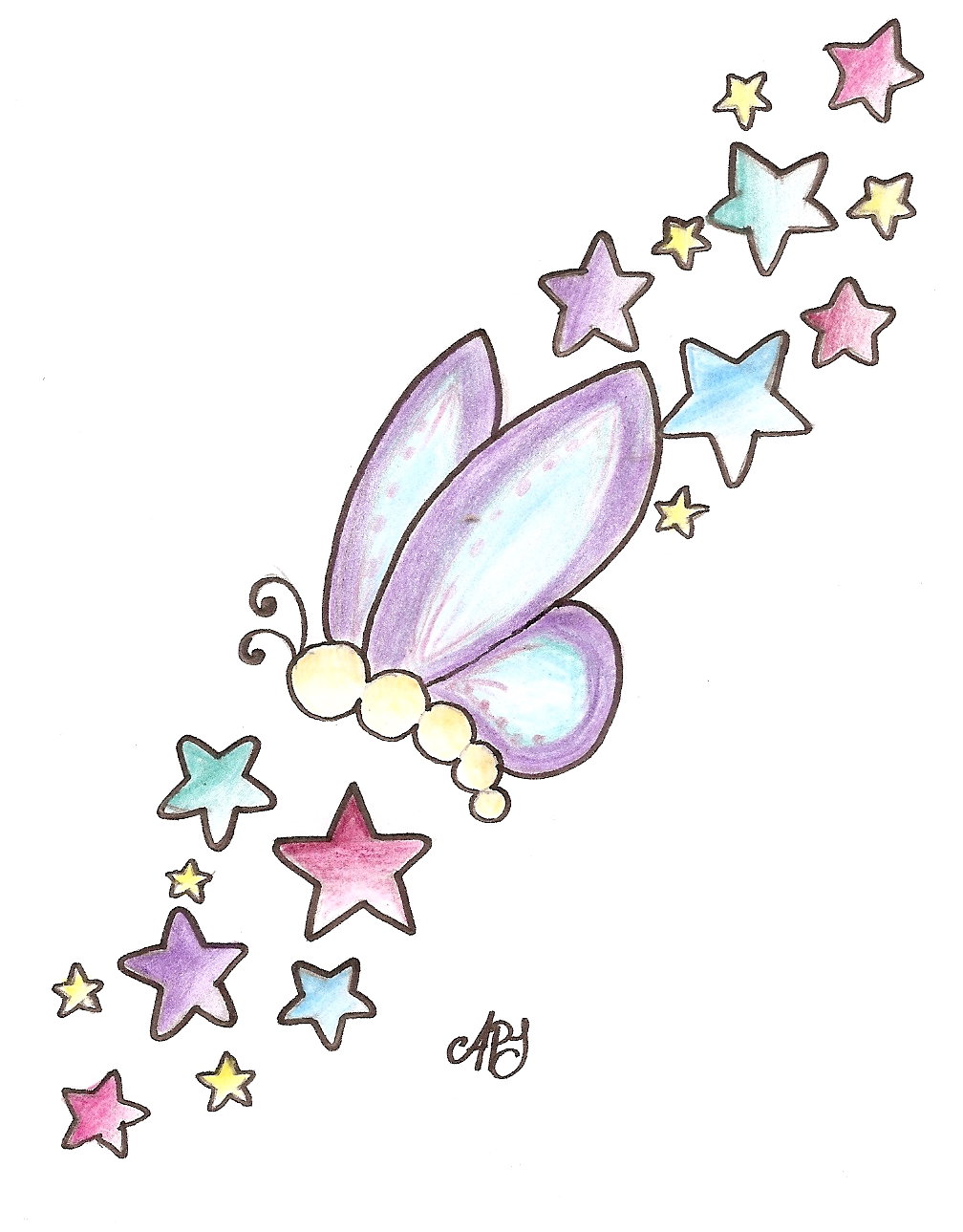 Girly Butterfly Tattoo Design