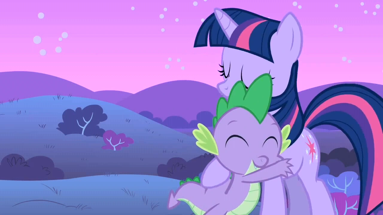 Image - Spike and Twilight hugging S01E24.png - My Little Pony
