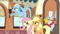 Rainbow Dash, Fluttershy, Applejack and griffon S2E24