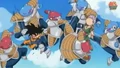 Abo punchs goten in the stomach kado kicks trunks in the face