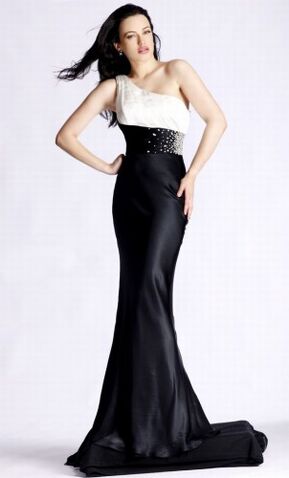  Shoulder White Dress on Image   One Shoulder Black White Long Prom Dress 302x500 Jpg   The