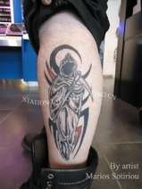 Tattoo, Black and Grey, color, Grimm Ripper, leg