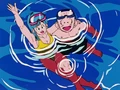 Marron and Krillin swimming
