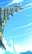 Mira, Elfman and Lissana eating above a dangerous place