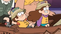 Dipper and Mabel riding boat
