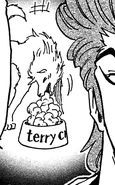Terry eating popcorn from his bowl