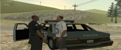 The green sabre coche de policia beta en la cutscene