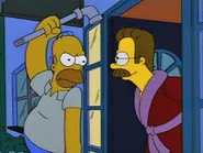 Homer trying to hit ned with pipe