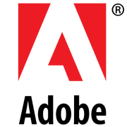 The letter A in relief surrounded by a red box above the word "Adobe"