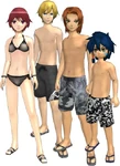 Marcus Damon, Thomas H. Norstein, Yoshino "Yoshi" Fujieda, and Keenan Crier (Black Swimsuits) dm