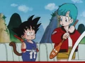 Bulma telling goku how to use the paddle