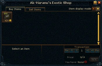 Ak-Haranu's Exotic Shop stock