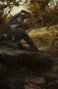 Concept art of Connor stalking a Deer