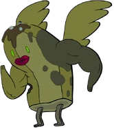 Zombie Banana Guard with wings, lips, and muscles