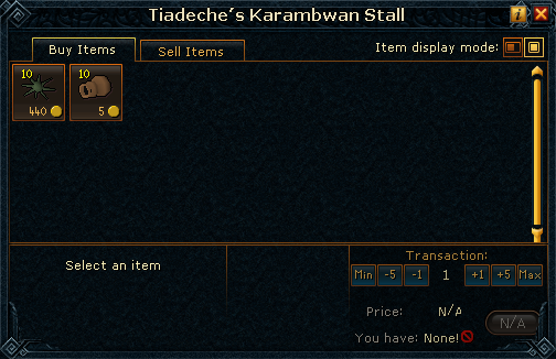 Tiadeche's Karambwan Stall stock