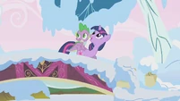 Twilight and Spike on a bridge S1E11