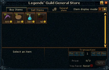 Legends' Guild General Store stock