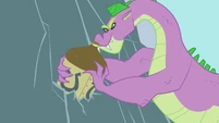 Spike embeds Wonderbolts' tank in mountainside S2E10