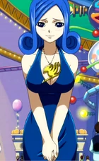 Juvia in a blue dress