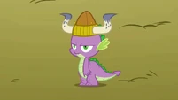 Spike wearing a Viking helmet S1E13