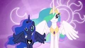 Luna and Celestia with their cutie marks in the background S3E01.png