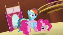 Rainbow Dash carrying Pinkie S3E03