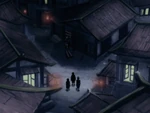 Hama's village at night