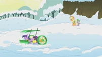 Applejack and Spike watch Twilight struggle with the plough S1E11