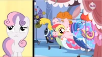 Apple Bloom's piggy head sticking out S3E4