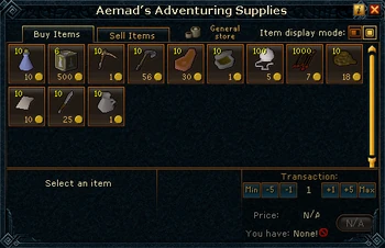 Aemad's Adventuring Supplies stock