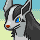 Cara de Mightyena de ojos azules