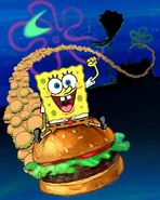 Spongebob on a big patty
