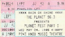 Pine Knob, Clarkston (Detroit), MI, USA planet fest part 1 ticket stub wikipedia