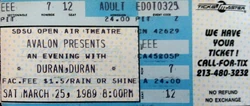 San Diego CA (USA), San Diego State University Open Air Amphitheater 25 march 1989 duran duran wikipedia ticket stubs