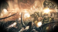 Imperial Fists Battling Tyranids