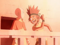 Aang and mischievous young Bumi