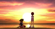 Sora and Kairi at sunset