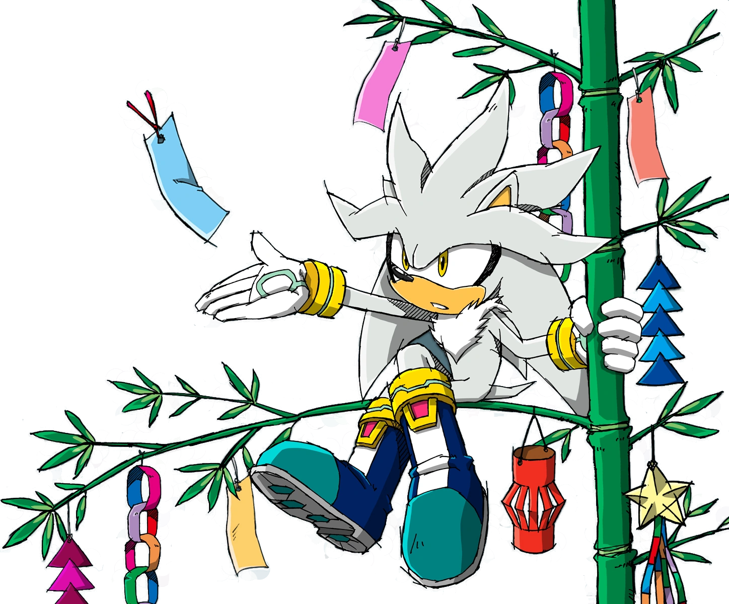 Guys You Have No Clue How Cute This Is It S Silver At A Japanese Tanabata Festival 8v You Write Your Wish Silver The Hedgehog Hedgehog Shadow The Hedgehog