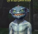 An aqua goblin wizard