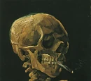 Skull of a Skeleton with Burning Cigarette
