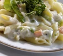 Baked Pasta in White Sauce with Meat Stuffing