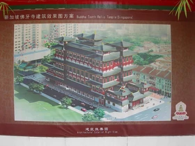 Plan for the new Buddha Tooth Relic Temple, in the "Singapore" neighborhood of Sundarapore City, abutting Chinatown