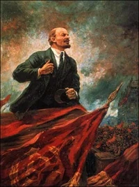 Vladimir Lenin in Lenin on the Tribune by Alexander Gerasimov.