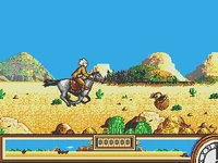 Doc Brown riding a horse in the Amiga version of the game.
