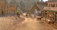 The gang chases down "Clint".