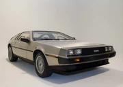 A De Lorean DMC-12 with the gull-wing doors closed.