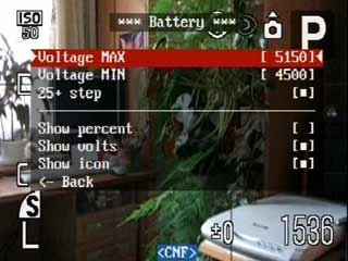 Battery menu